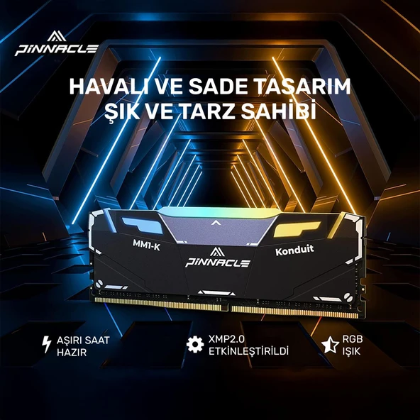 Timetec Pinnacle PKMD4U32C16CHB16G 16GB DDR4 3200Mhz 2Rx8 CL16 RGB Masaüstü Ram - 6