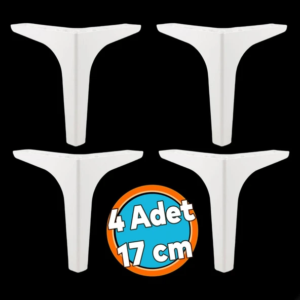 Mobilya Kanepe Sehpa TV Ünitesi Koltuk Ayağı 17 cm Beyaz Baza Ayak 4 Adet ürün görseli