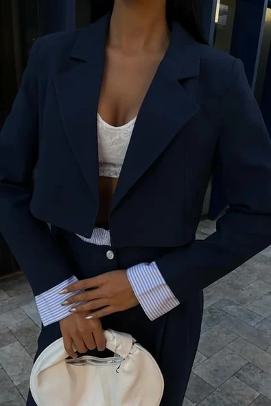 Garni Detaylı Crop Ceketli Takım 10075 - 7