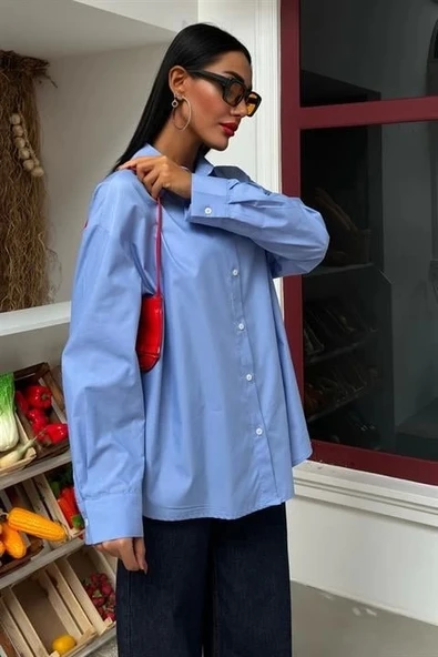 Klasik Oversize Poplin Gömlek 3421