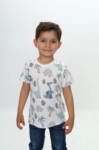 Toontoy Erkek Çocuk Komple Palmiya Ağaç Baskılı Tişört