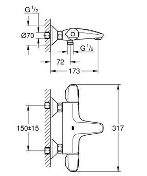 Grohe Grohtherm 1000 New Termostatik Banyo Bataryası - 34155003 - 4