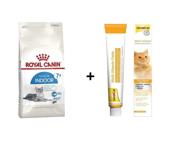 Royal Canin İndoor 7+ Yaşlı Kuru Kedi Maması 1,5 Kg + Gimcat Multivitamin 100 Gr