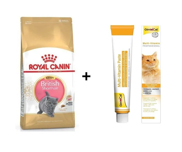 Royal Canin Kitten British Shorthair Yavru Kedi Maması 2 kg + Gimcat Multivitamin 100 Gr
