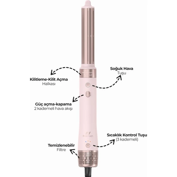 Pirantech KS-611 Airwrap 6in1 Saç Şekillendirme Seti - Resim 2