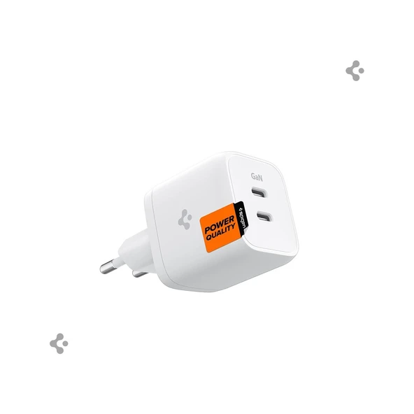Spigen 45W USB-C 2 Port Mini Hızlı Şarj Aleti Samsung PPS 2.0 / Isı Düşürücü GaN Destekli Akım Korumalı Güç Adaptörü iPhone & Android & iPad & MacBook Type-C - ACH03717 ürün görseli 1