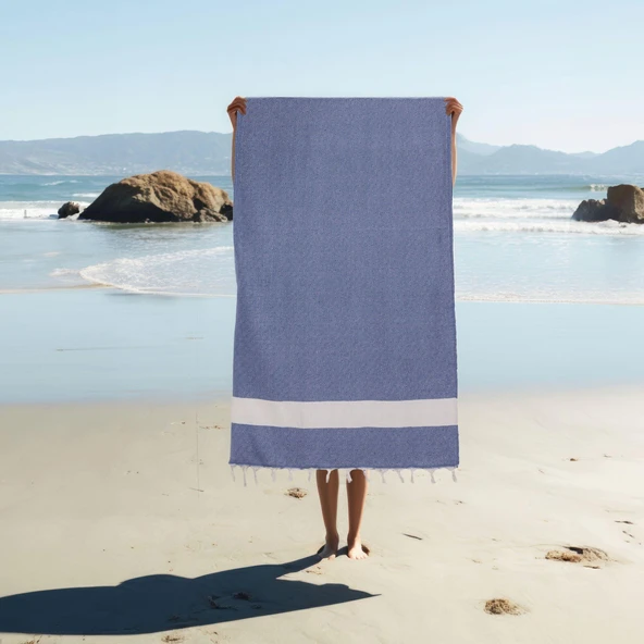 Homedius %100 Pamuk Mavi-Pembe Elmas Peştemal 2'li - 100x180 cm - 2