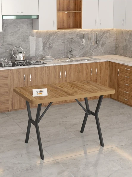 Azra 70x110cm Atlantik Mutfak Masası, Mutfak Masası Takımı, Yemek Masası, 4 Kahverengi Sandalye - 4