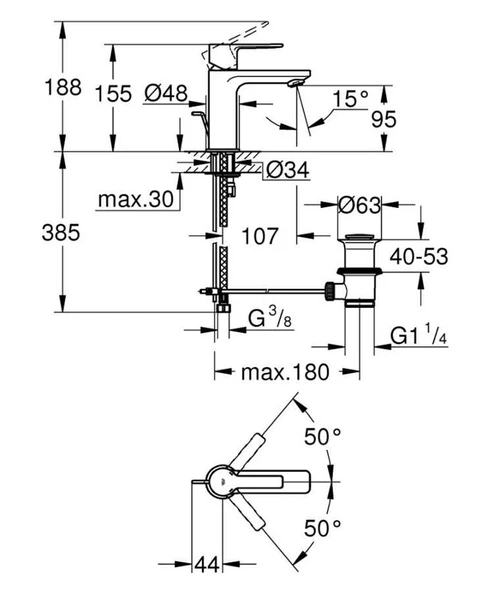 Grohe Lineare Tek Kumandalı Lavabo Bataryası Xs-Boyut - 32109001 - 2