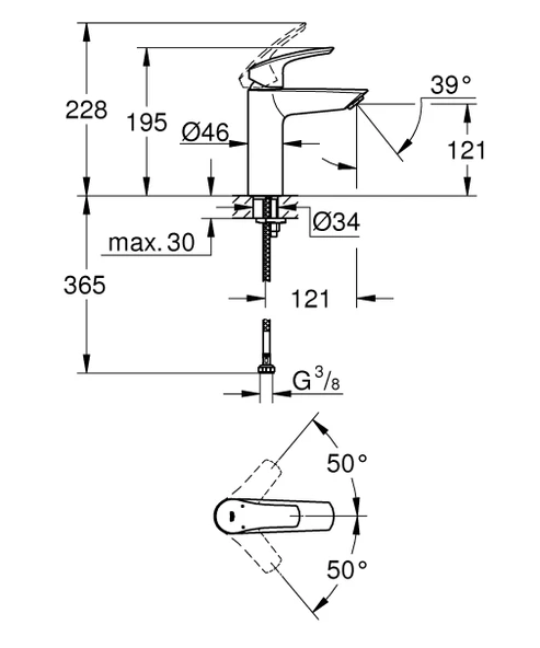 Grohe Eurosmart Lavabo Bataryası M-Boyut - 23324003 - 4