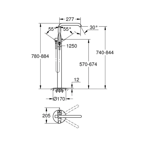 Grohe Essence Yerden Küvet Bataryası Cool Sunrise - 23491Gl1 - 3