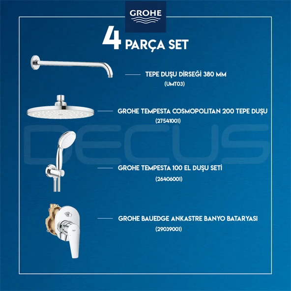 Grohe Bauedge Ankastre Duş Seti 27541001 + 26406001 + 29039001 + Umt03