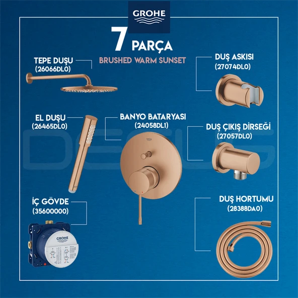 Grohe Essence Ankastre Set Brushed Warm Sunset + 26066Dl0 + 26465Dl0 + 27074Dl0 + 27057Dl0 + 28388Da0 + 24058Dl1 + 35600000