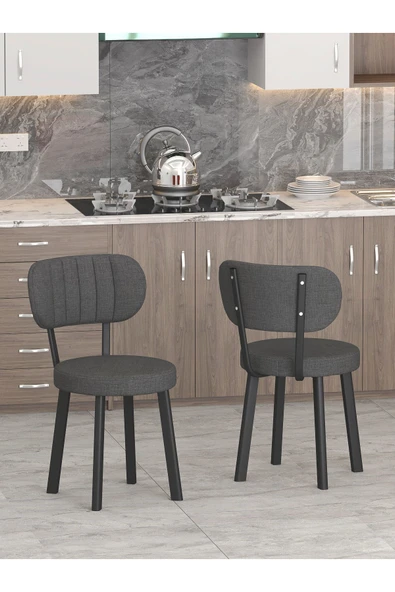 Azra 70x110cm Atlantik Mutfak Masası, Mutfak Masası Takımı, Yemek Masası, 4 Antrasit Sandalye - 5