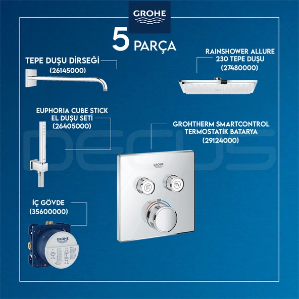 Grohe Smartcontrol Termostatik Ankastre Duş Seti 26145000 + 27480000 + 26405000 + 29124000 + 35600000