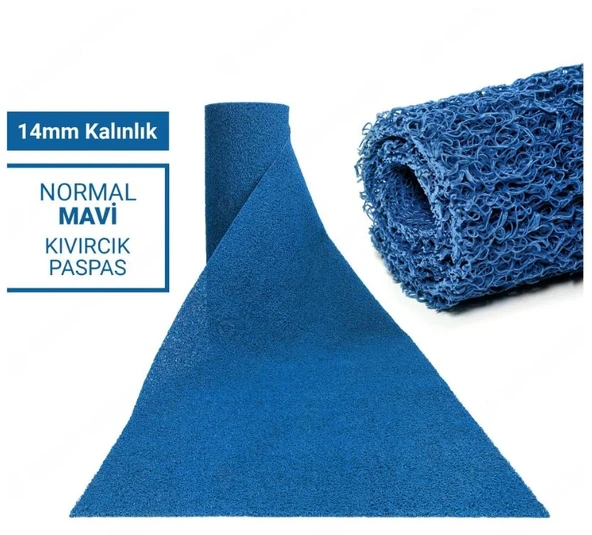 120X500CM MAVİ KIVIRCIK PASPAS-HALI KAYMAZ YOLLUK LİDYA 14MM
