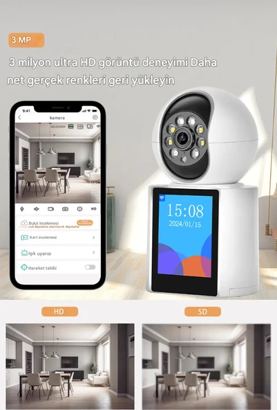 1080P Bebek İzleme Monitörü Kapalı Gözetim Video Çağrı Ev Güvenlik Kamerası Wifi PTZ IPS ekran - 2