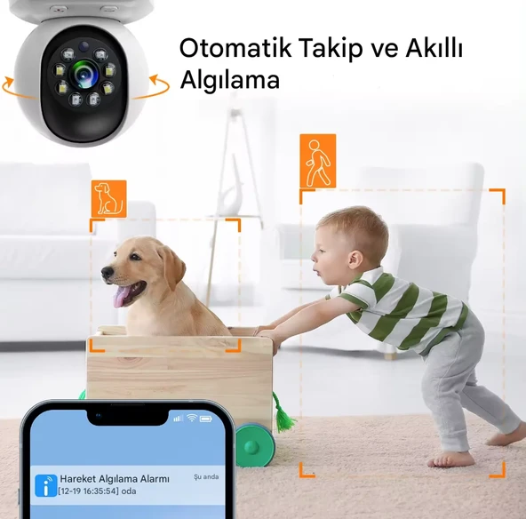 1080P Bebek İzleme Monitörü Kapalı Gözetim Video Çağrı Ev Güvenlik Kamerası Wifi PTZ IPS ekran - 7