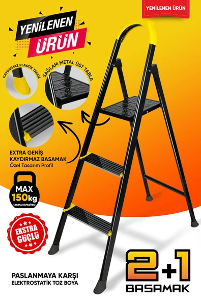 Ertekpa Leo 2+1 Basamaklı Metal Merdiven - 1