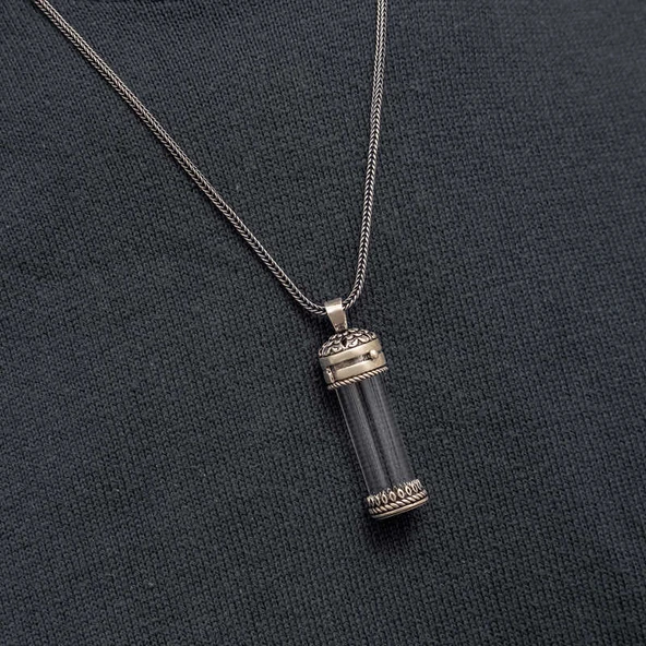 Gümüş İçi Açılabilen Muska Kabı Cevşen Erkek Kolye SL10816 - Resim 5