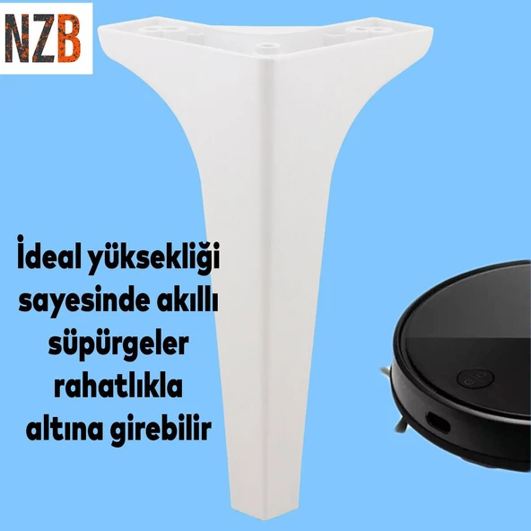 Mobilya Kanepe Sehpa TV Ünitesi Koltuk Ayağı 19 cm Beyaz Baza Ayak 4 Adet - Resim 5