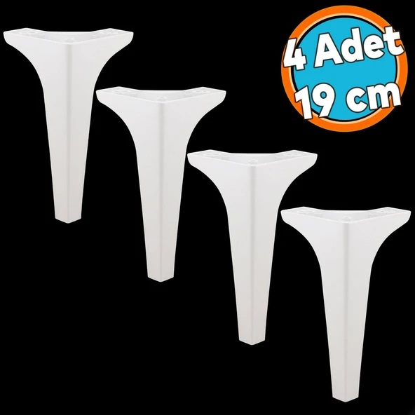 Mobilya Kanepe Sehpa TV Ünitesi Koltuk Ayağı 19 cm Beyaz Baza Ayak 4 Adet ürün görseli