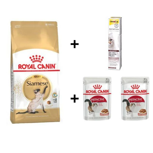 Royal Canin Siamese Yetişkin Kedi Maması 2 kg + 2 Adet RC Yaş Mama 85 gr + 20 gr GimCat Malt