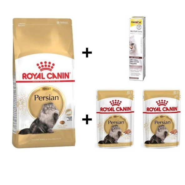 Royal Canin Persian Yetişkin Kedi Maması 4 kg + 2 Adet RC Yaş Mama 85gr +20 gr GimCat Malt