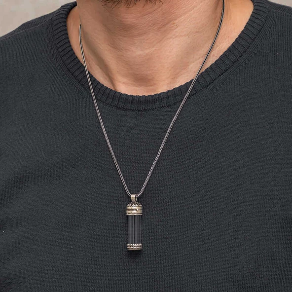 Gümüş İçi Açılabilen Muska Kabı Cevşen Erkek Kolye SL10816 - Resim 6