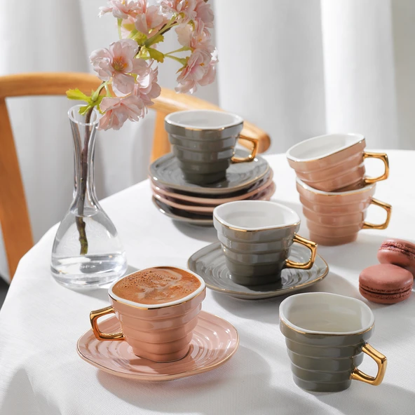 Schafer Glossy 6 Kişilik Kahve Fincan Seti 12 Parça-Asorti04