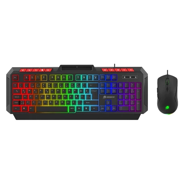 GameBooster KM-11B Knight Rainbow Siyah Gaming Klavye Mouse Set