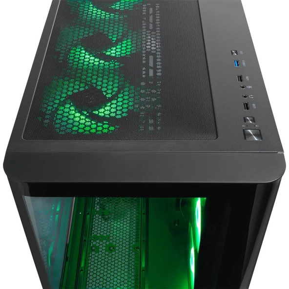 Rampage LOOPY PLUS Siyah 7*12cm ARGB Fan 950W 80 Plus Standart Temperli Cam Kumandalı ATX Mid-T Gaming Oyuncu Kasası - 4