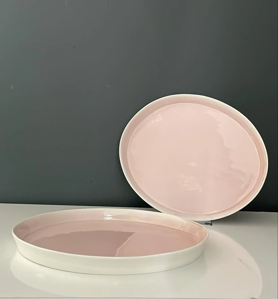 TANTİTONİ SPACE PEMBE PORSELEN 2 Lİ SERVİS TABAĞI SETİ 28 CM