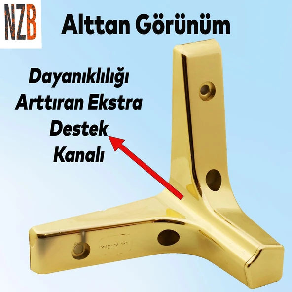 Mobilya Kanepe Sehpa TV Ünitesi Koltuk Ayağı 10 cm Altın Gold Baza Ayak 4 Adet - Resim 3