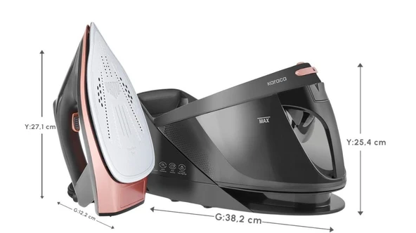 Karaca Vantuz Steammaster Buhar Kazanlı Ütü Black Rose - Resim 2