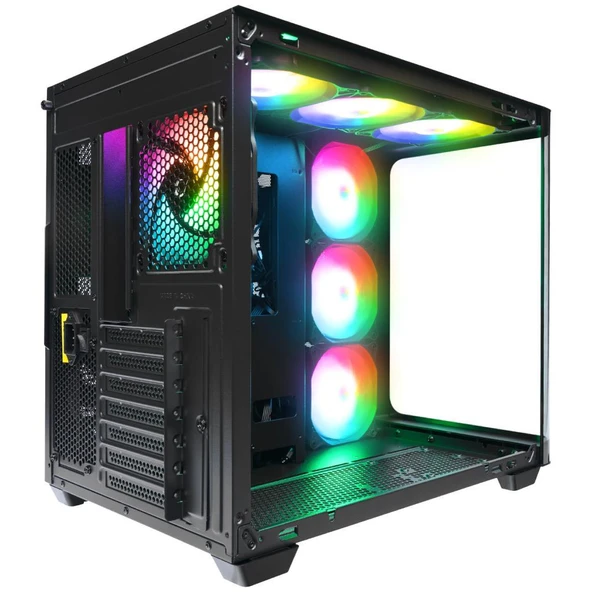 Rampage LOOPY PLUS Siyah 7*12cm ARGB Fan 950W 80 Plus Standart Temperli Cam Kumandalı ATX Mid-T Gaming Oyuncu Kasası - 6