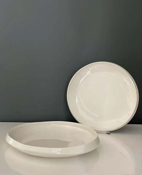 TANTİTONİ SKY BEYAZ PORSELEN 2Lİ YEMEK TABAĞI SETİ 24,6 CM