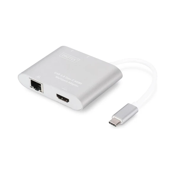 Digitus DA-70847 USB Type-C to USB 3.0 x2 HDMI RJ45 Multiport Dönüştürücü Adaptör