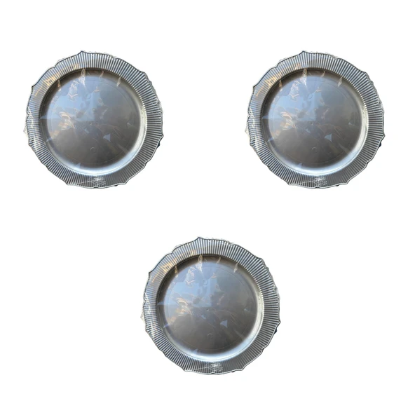 Omeyva Davet Parti Sunum Doğum Günü Gümüş Renkli Sert Plastik Mika Tabak - 22 Cm. -6 Adetlik 3 Paket ürün görseli 1