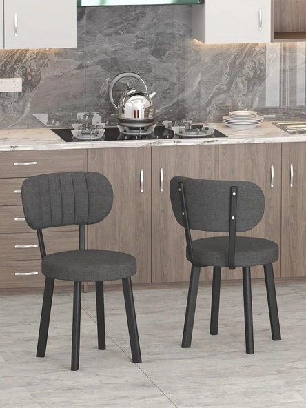 Azra 70x110cm Beyaz Mutfak Masası, Mutfak Masası Takımı, Yemek Masası, 4 Antrasit Sandalye - 4