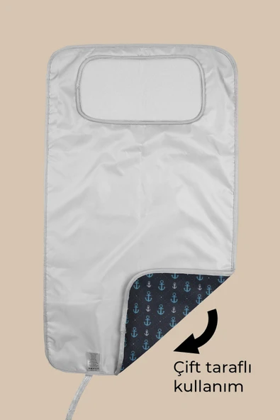 Anne Bebek Bakım Örtüsü Yenidoğan Alt Açma Değiştirme Anchor Organizer Pedi Minderi Çift Taraflı - Resim 4