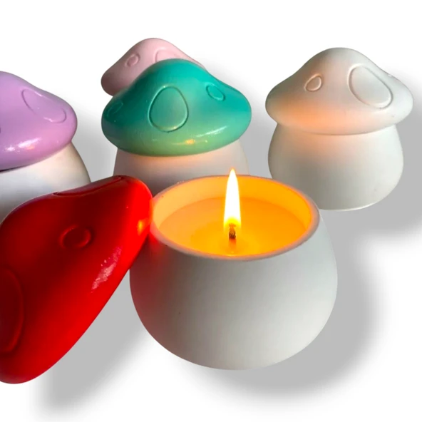 Renkli Mantar Şeklinde Dekoratif  Mum ürün görseli