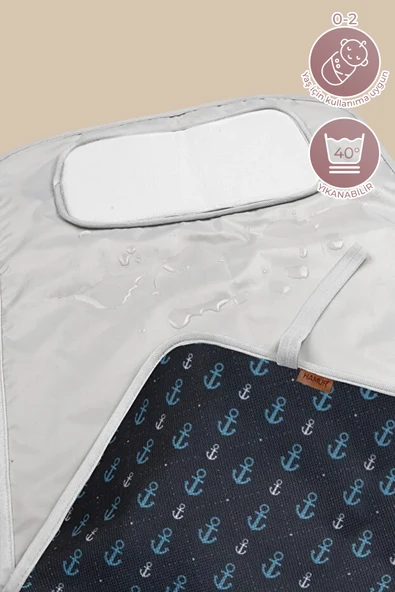 Anne Bebek Bakım Örtüsü Yenidoğan Alt Açma Değiştirme Anchor Organizer Pedi Minderi Çift Taraflı - Resim 3