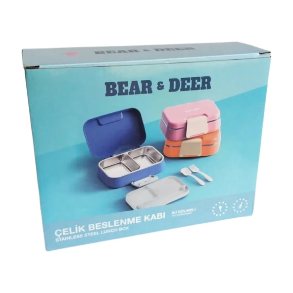 B&D Tek Katlı iki Bölmeli Çelik Mavi Beslenme Kabı  BES001