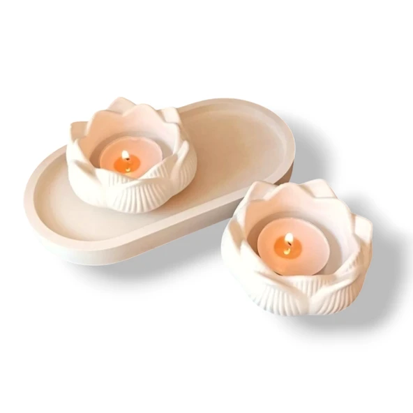 Lotus İkili Mumluk Seti ürün görseli 1