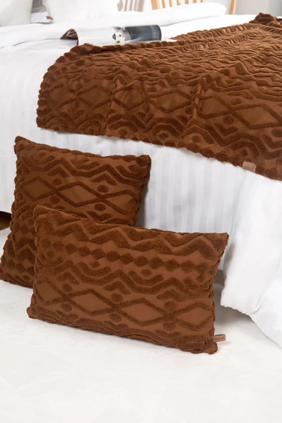 Jakarlı Yatak Runner Set Letta Taba - Resim 2