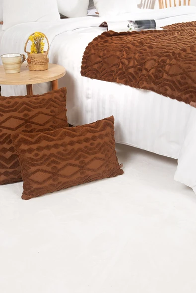 Jakarlı Yatak Runner Set Letta Taba - Resim 4