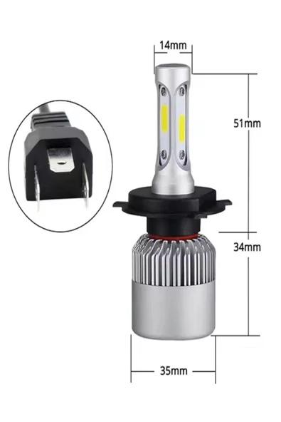 H4 SOĞUTMALI LED ZENON LED XENON 3 YÖNLÜ KISA UZUN FAR AMPULÜ 12V 36W 7200 LÜMEN - 4