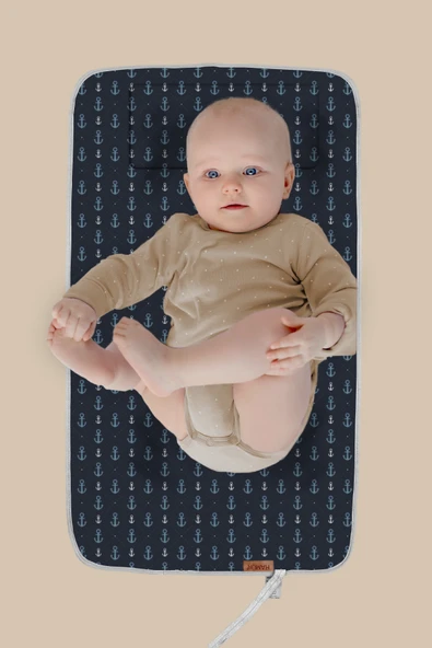 Anne Bebek Bakım Örtüsü Yenidoğan Alt Açma Değiştirme Anchor Organizer Pedi Minderi Çift Taraflı - Resim 2