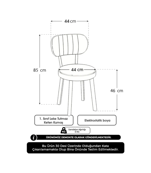 Azra 70x110cm Beyaz Mutfak Masası, Mutfak Masası Takımı, Yemek Masası, 4 Açık Gri Sandalye - 6